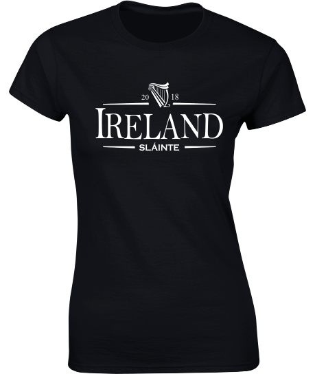 'Ireland 2018 Sláinte' T-Shirt - Ladies Crew Neck