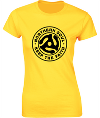 Northern Soul, 45 Adaptor T-Shirt (a) - Ladies Crew Neck