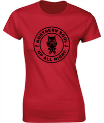 Northern Soul, Up All Night, Night Owl T-Shirt - Ladies Crew Neck