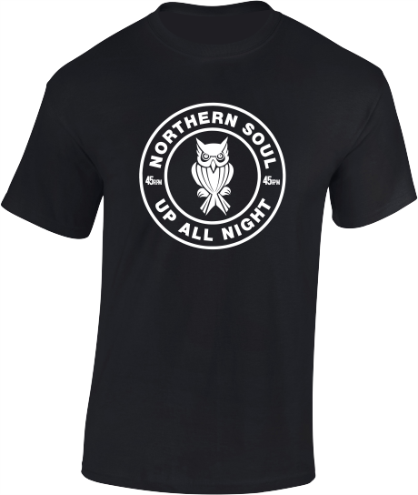 Northern Soul, Up All Night, Night Owl T-Shirt - Mens