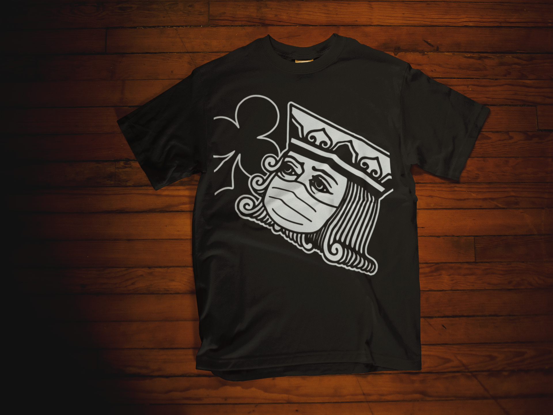 King of Clubs, Wearing Face Mask, Mens T-Shirt (Anti-COVID-19)