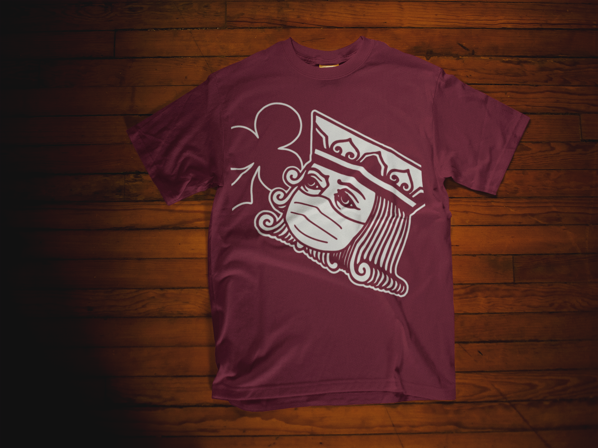 King of Clubs, Wearing Face Mask, Mens T-Shirt (Anti-COVID-19)