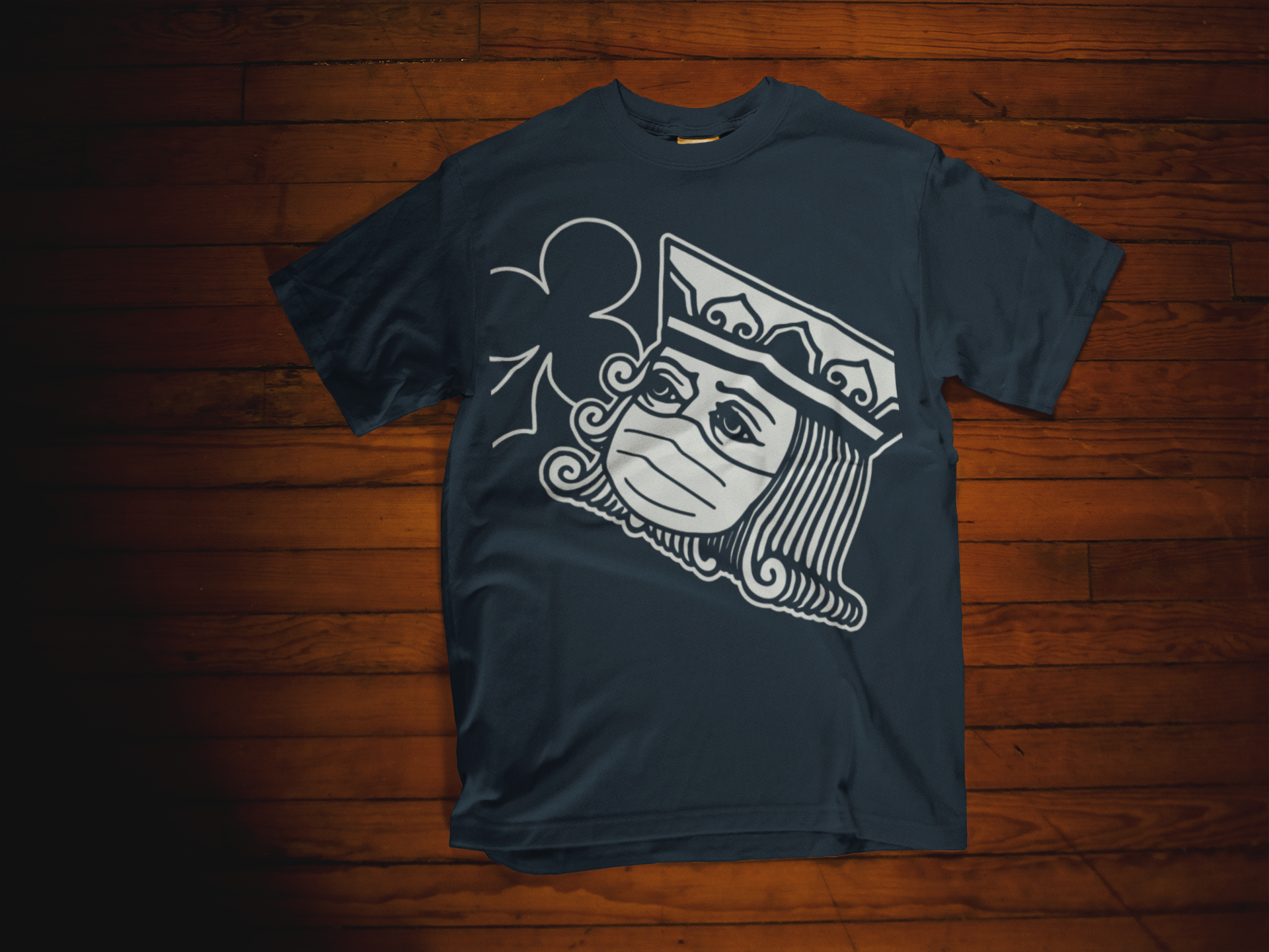 King of Clubs, Wearing Face Mask, Mens T-Shirt (Anti-COVID-19)