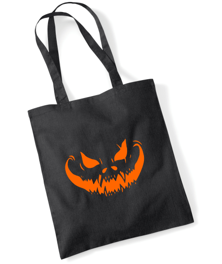 Evil Pumpkin Face Halloween Tote Bag