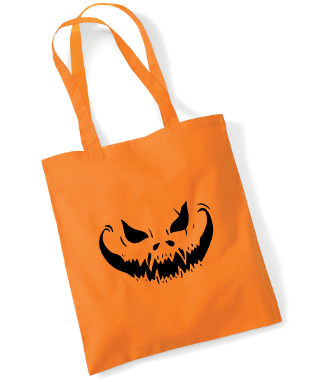 Evil Pumpkin Face Halloween Tote Bag