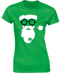 Hipster Santa - Christmas T-Shirt - Ladies Crew Neck
