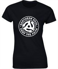 Northern Soul, 45 Adaptor T-Shirt (a) - Ladies Crew Neck